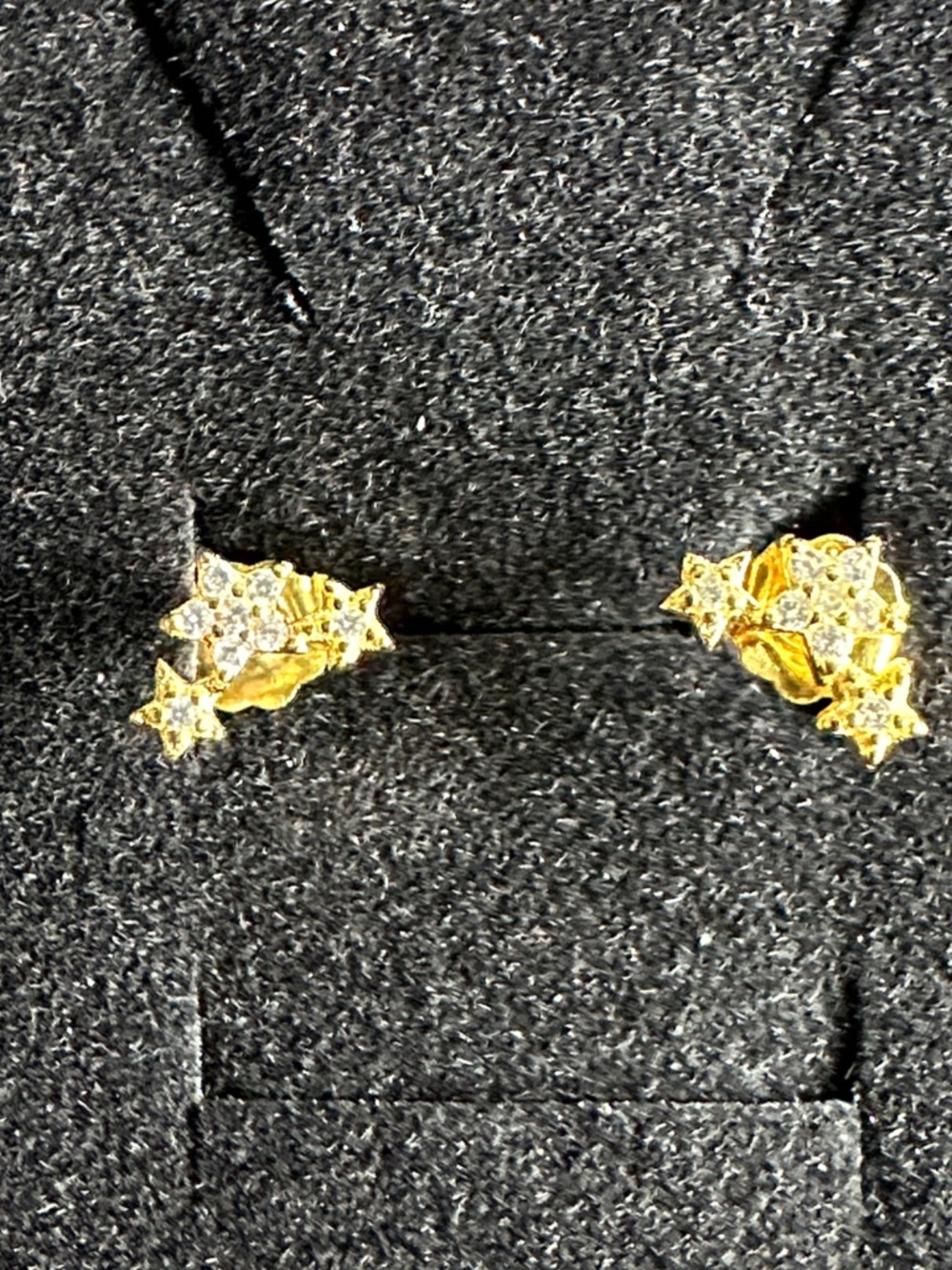 14k Gold  over Sterling Silver Star Cluster Stud Earrings - Sparkling CZ Accent